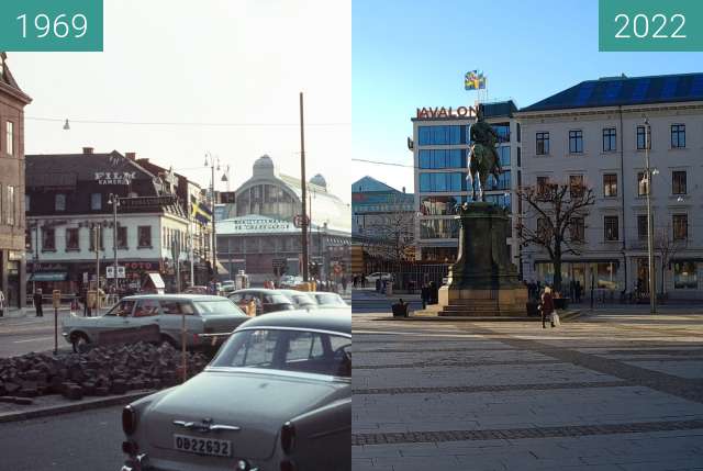 Vorher-Nachher-Bild von Kungsportsplatsen zwischen 1969 und 20.01.2022