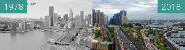 Before-and-after picture of Sydney CBD between 1978-Jan-12 and 2018-Jan-25