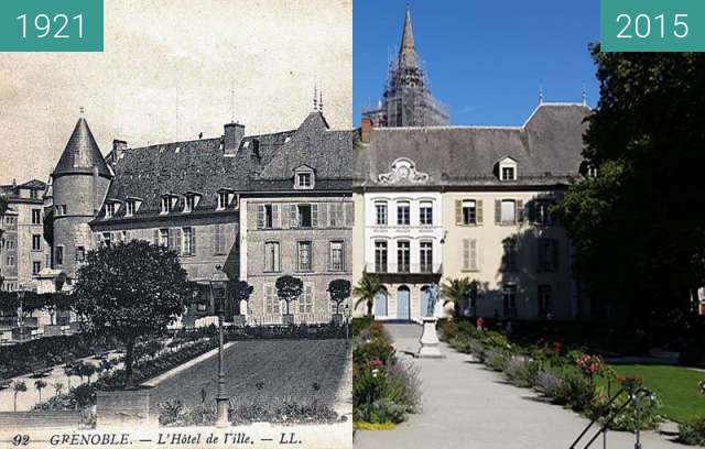 Before-and-after picture of Grenoble | Hôtel de Ville (1921) between 1921-Sep-28 and 2015