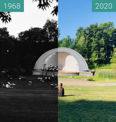 Image avant-après de West Park auditorium entre 1968 et 15 juin 2020