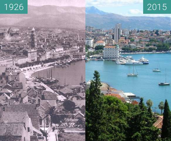 Image avant-après de Split - Then and Now entre 1926 et 2015