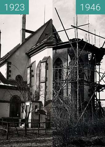 Vorher-Nachher-Bild von Pforzheim Church zwischen 1923 und 1946