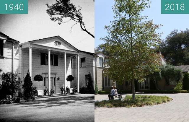 Before-and-after picture of Boddy House between 1940 and 2018-Jul-20