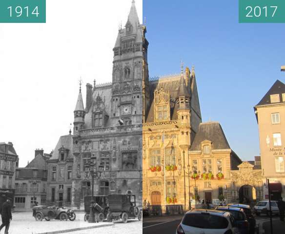 Image avant-après de Compiègne Town Hall entre 1914 et 15 oct. 2017