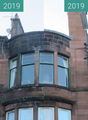 Before-and-after picture of Bow window of 107 Fotheringay Road between 2019-Jan-27 and 2019-Nov-10