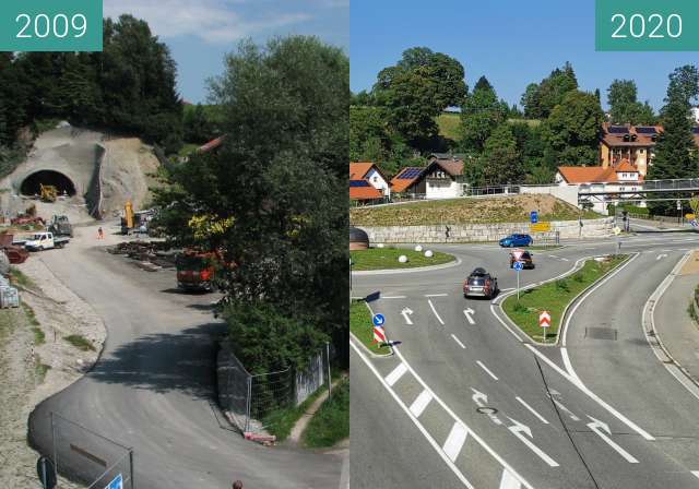 Before-and-after picture of Tunnel Traunstein between 2009-Aug-02 and 2020-Aug-08