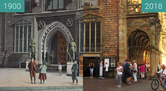 Before-and-after picture of Bremen Ratskeller between 1900 and 2018-Aug-18