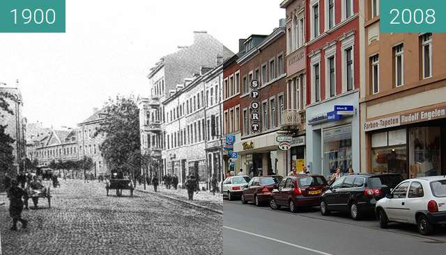 Before-and-after picture of Stolberg Rhld. Rathausstraße between 1900 and 2008-Jun-15