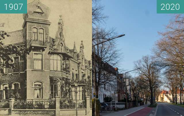 Before-and-after picture of Kanzlerwall between 07/1907 and 03/2020