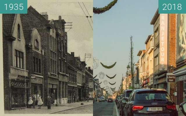 Before-and-after picture of Bergstraat Heist-op-den-berg between 1935 and 2018-Jan-14