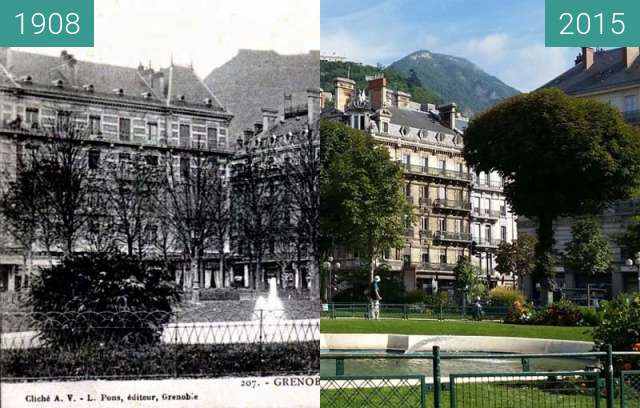 Before-and-after picture of Grenoble | Place Victor Hugo (1908) between 1908 and 2015