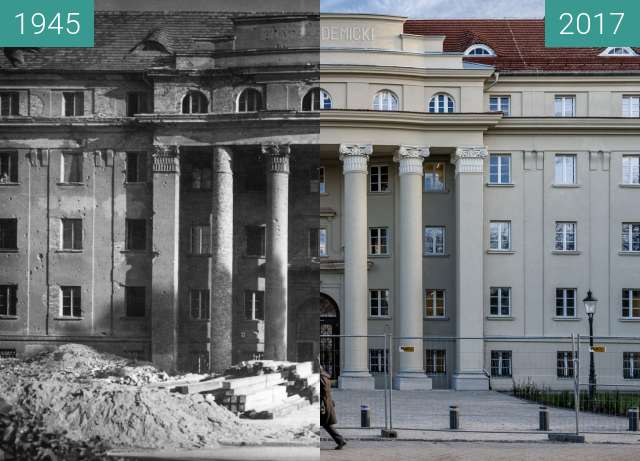 Vorher-Nachher-Bild von Aleja Niepodległości, Dom Studencki Hanka zwischen 1945 und 2017