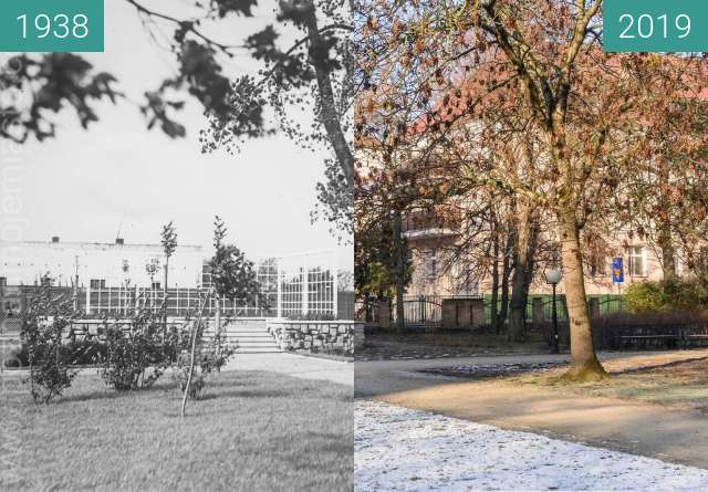 Before-and-after picture of Ulica Serafitek, park Kurpińskiego between 1938 and 2019-Jan-20