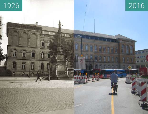 Before-and-after picture of Law Court Osnabrück between 1926 and 2016-Jul-18