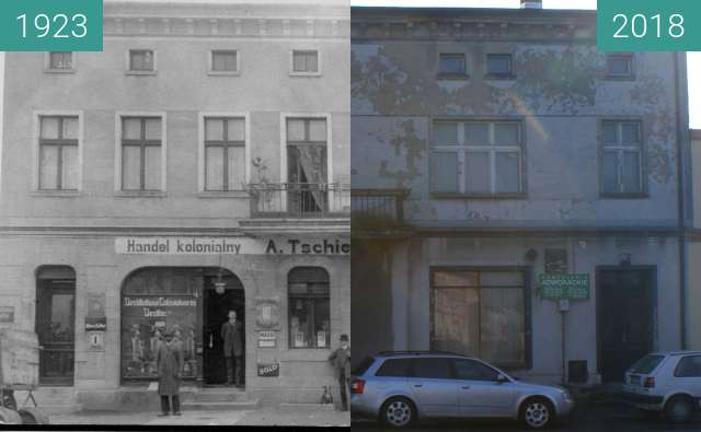 Vorher-Nachher-Bild von Colonial trade market on Kościuszki street zwischen 1923 und 02.2018