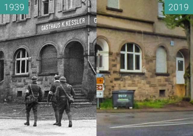 Before-and-after picture of Lauterbach between 09/1939 and 2019-May-09