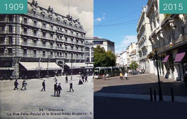 Image avant-après de Grenoble | Rue Félix Poulat (1909) entre 1909 et 2015