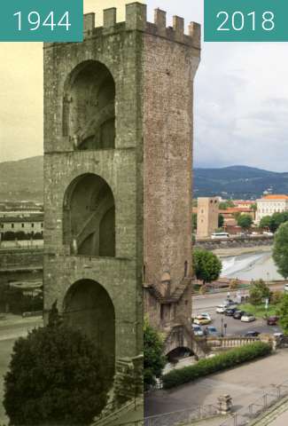 Image avant-après de Florence, Italy 1944/2018, Tower of San Nicolo entre 07.1944 et 17 mai 2018