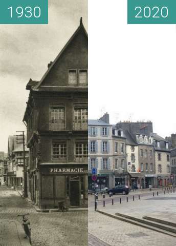 Before-and-after picture of Saint-Brieuc - Place du Martray between 1930 and 2020-Dec-20