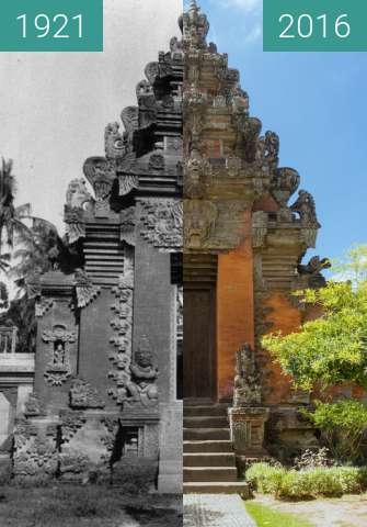 Vorher-Nachher-Bild von Verziertes Tor im Bali-Museum in Denpasar zwischen 1921 und 07.06.2016