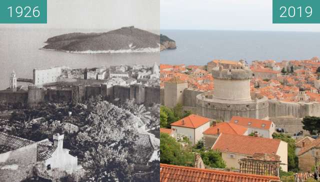 Image avant-après de Dubrovnik and the island of Lokrum 1926 vs. 2019 entre 1926 et 28 avr. 2019