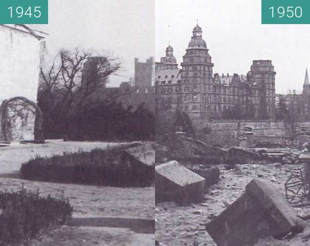 Vorher-Nachher-Bild von Aschaffenburg - Schloss zwischen 1945 und 1950