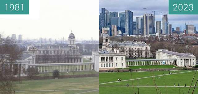 Before-and-after picture of London between 1981 and 2023