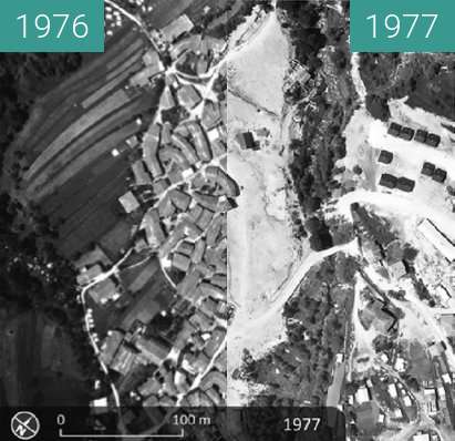 Before-and-after picture of Breginj 1976 in Breginj 1977 between 1976 and 1977