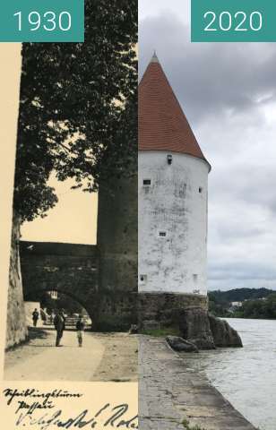 Vorher-Nachher-Bild von Passau - Schaiblingsturm zwischen 1930 und 02.07.2020