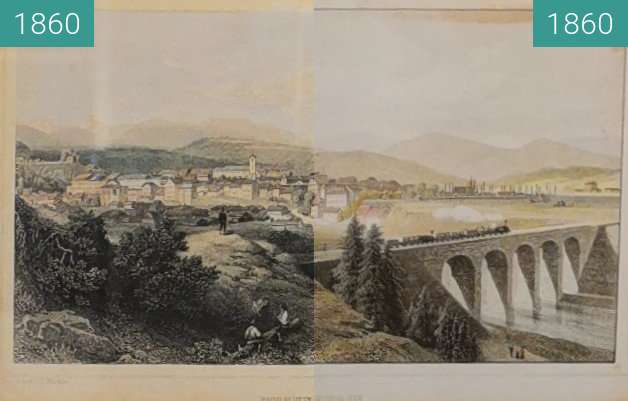 Vorher-Nachher-Bild von Traunstein Eisenbahn zwischen 1860 und 1860