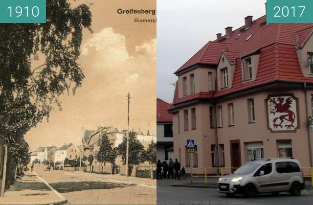 Vorher-Nachher-Bild von Gryfice zwischen 1910 und 30.11.2017