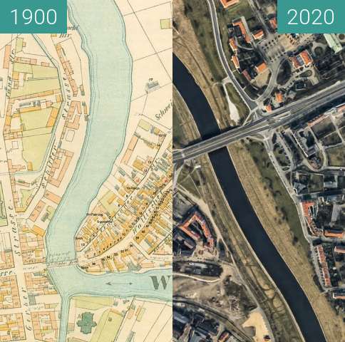 Vorher-Nachher-Bild von Chwaliszewo zwischen 1900 und 2020