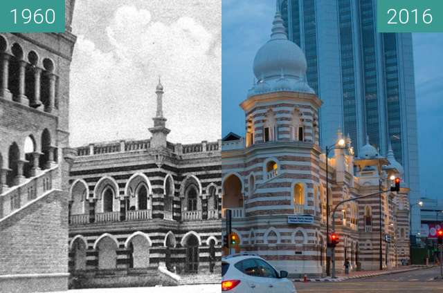 Before-and-after picture of Former Railway Offices - now Textile Museum between 1960 and 2016-Jul-22