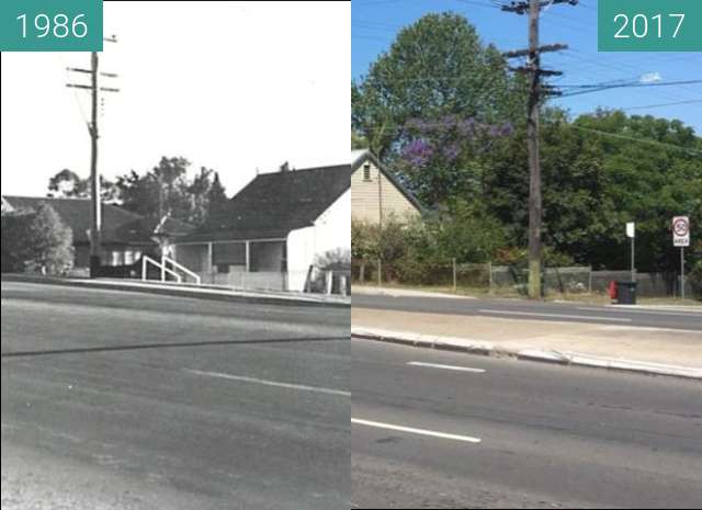 Before-and-after picture of Parker Street, Penrith between 1986 and 2017