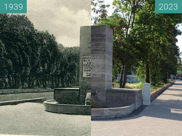 Vorher-Nachher-Bild von Pomnik Grenadierow zwischen 1939 und 15.08.2023