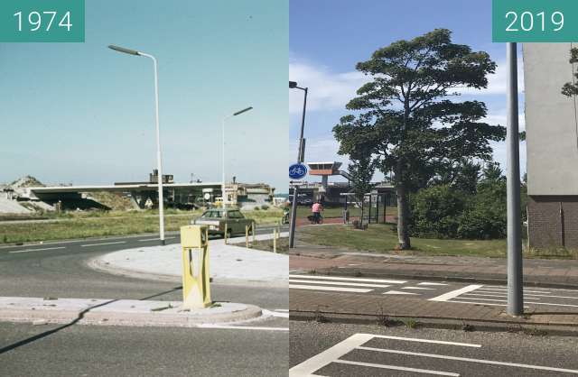 Before-and-after picture of Huiswaarderbrug between 1974 and 2019-Jul-09