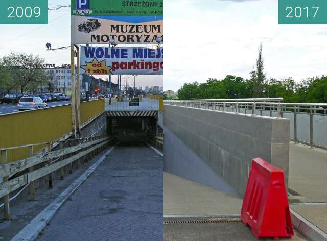 Vorher-Nachher-Bild von Rondo Kaponiera Poznań. Parking wielopoziomowy. zwischen 2009 und 2017