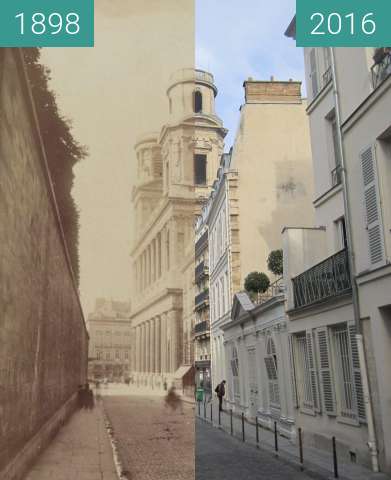 Before-and-after picture of Rue Férou between 1898 and 2016-Jan-12