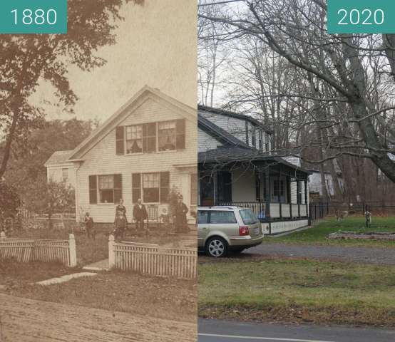 Before-and-after picture of High Street House, Belfast, Maine between 1880 and 2020