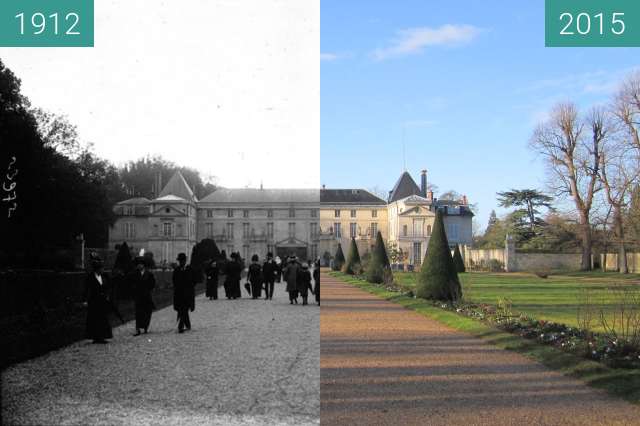 Before-and-after picture of Château de Malmaison between 1912 and 2015-Jan-31