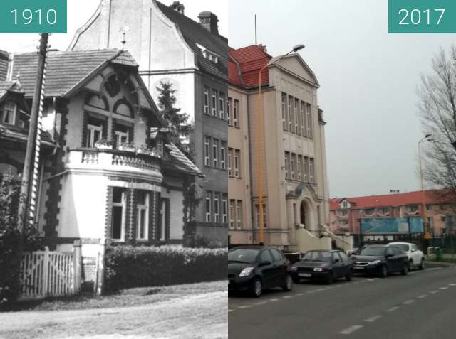 Vorher-Nachher-Bild von School No. 2 in Gryfice zwischen 1910 und 30.11.2017