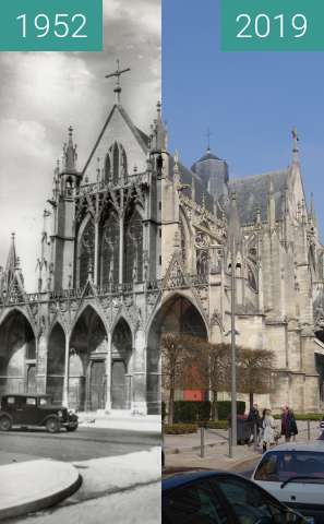 Before-and-after picture of Église St.-Urbain between 1952 and 2019-Mar-23