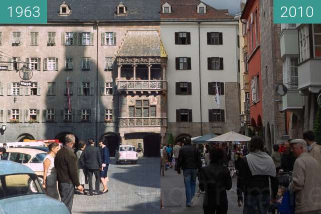 Image avant-après de Goldenes Dachl entre 19 sep. 1963 et 28 août 2010