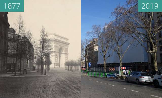 Before-and-after picture of Avenue d'Iéna between 1877 and 2019-Feb-17