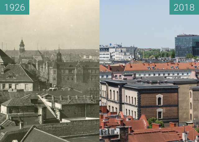 Vorher-Nachher-Bild von Widok z wieży ratuszowej zwischen 1926 und 2018