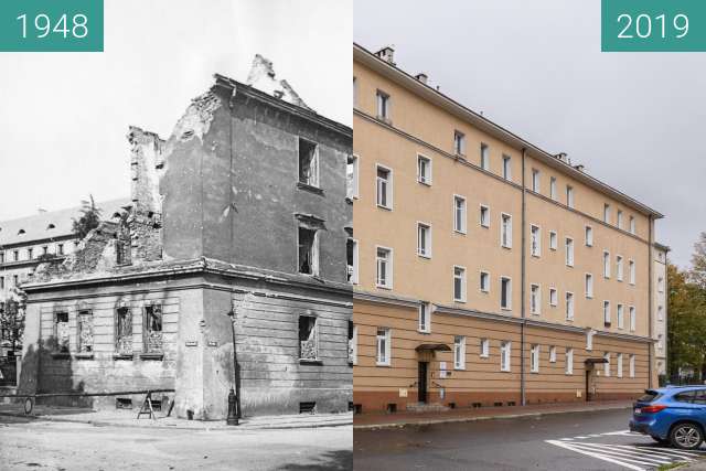 Vorher-Nachher-Bild von Ulica Nowowiejskiego zwischen 1948 und 2019