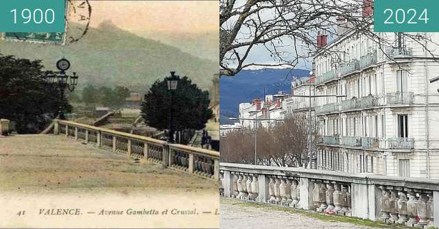 Image avant-après de Champ de Mars Valence entre 1900 et 12 mars 2024