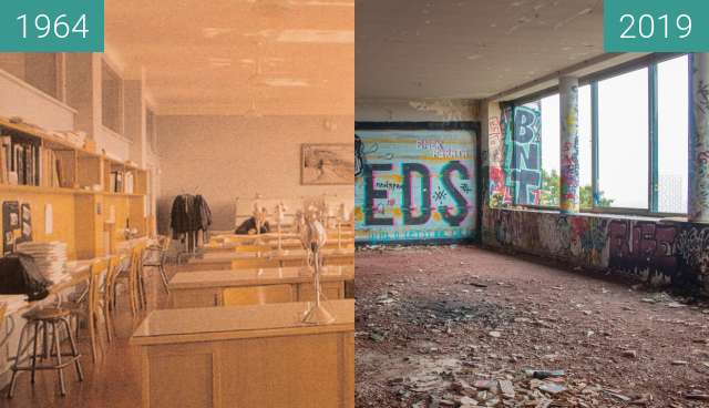 Before-and-after picture of Institut Dolomieu - Salle Daniel Dondey between 1964 and 2019-Oct-31