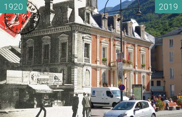 Image avant-après de Cauterets, Mairie entre 1920 et 23 août 2019