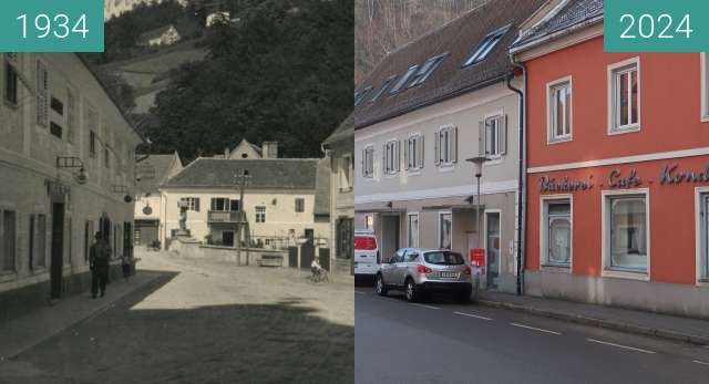 Vorher-Nachher-Bild von Arnfels zwischen 1934 und 18.12.2024